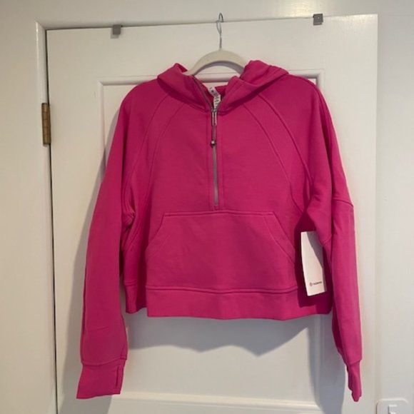lululemon athletica Tops - Lululemon Sonic Pink Scuba Half-Zip Hoodie Size M/L - NWT